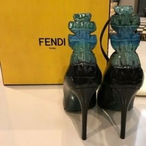 Fendi Shoes - Fendi Women's Black Leather & Crocodile Ava Pump Fendi Shoes - Fendi Women's Black Leather & Crocodile Ava Pump
